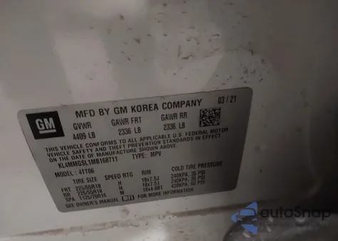 2021 Buick Encore Gx Awd Essence из США, поврежденный, VIN KL4MMGSL1MB168711